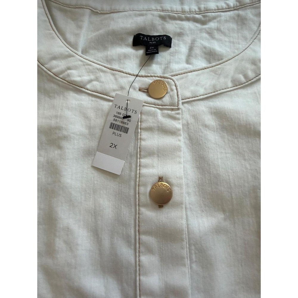 Talbots NWT 2xl white shirt gold buttons - Picture 3 of 6